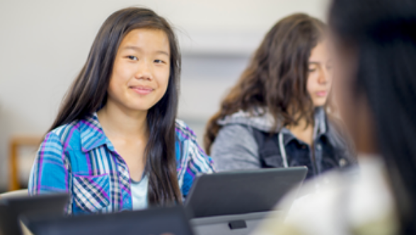 Students with tablet.