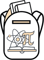An icon of a backpack with books and math, literacy, and science icons on it.
