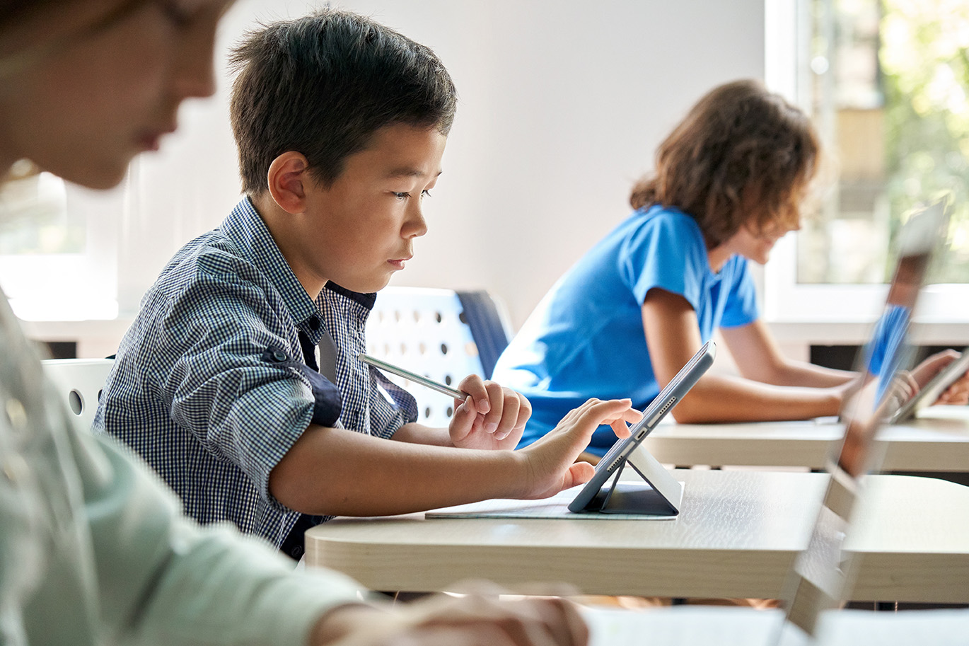 Children working in a classroom